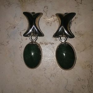 SS clip aventurine earrings
